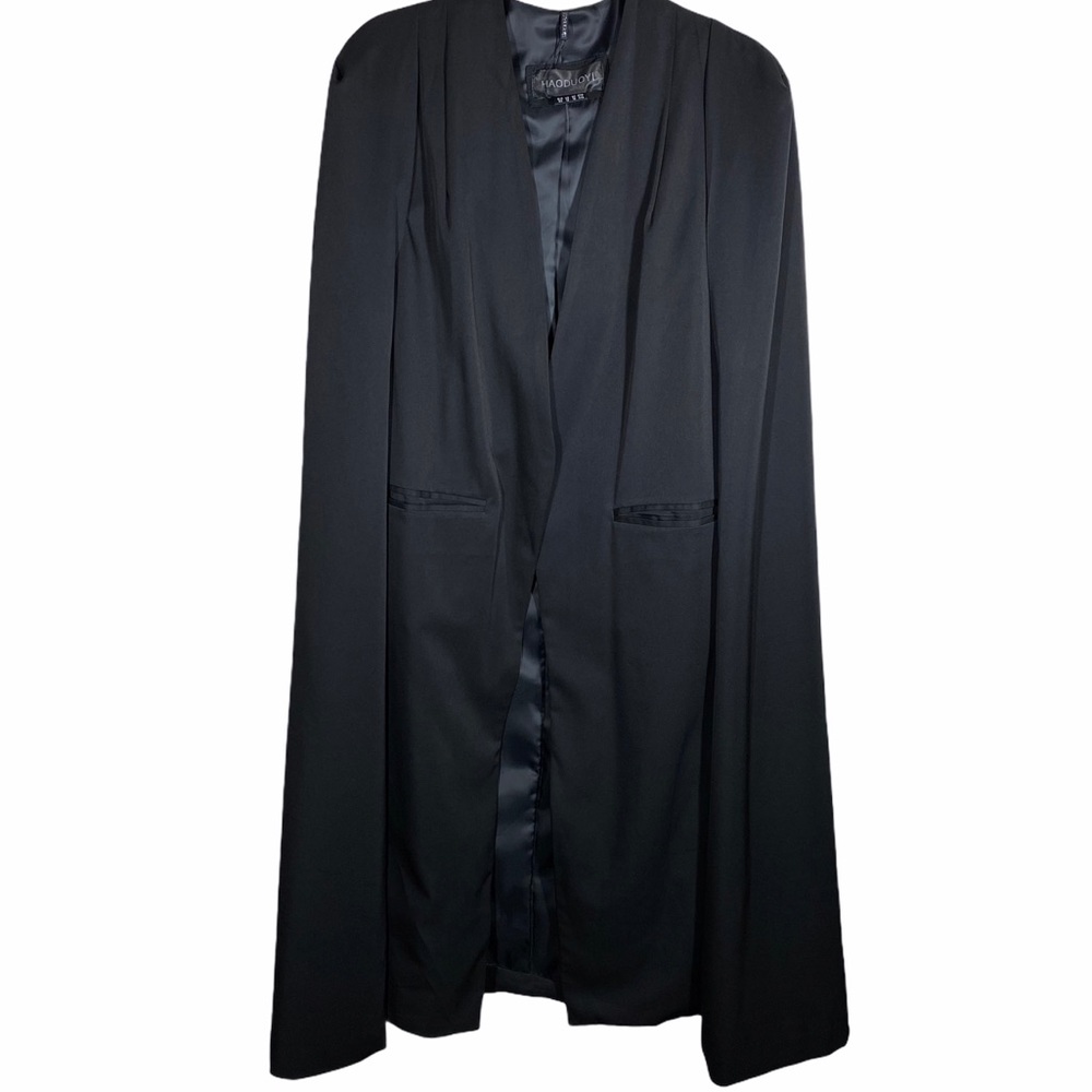 Haoduoyi Trench Cape Cloak Blazer Black Sz US 12 - Picture 6 of 11